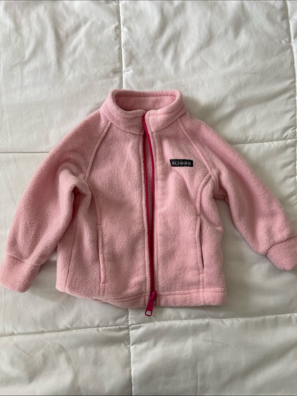 Columbia Light Pink Fleece Jacket with Hot Pink Zip